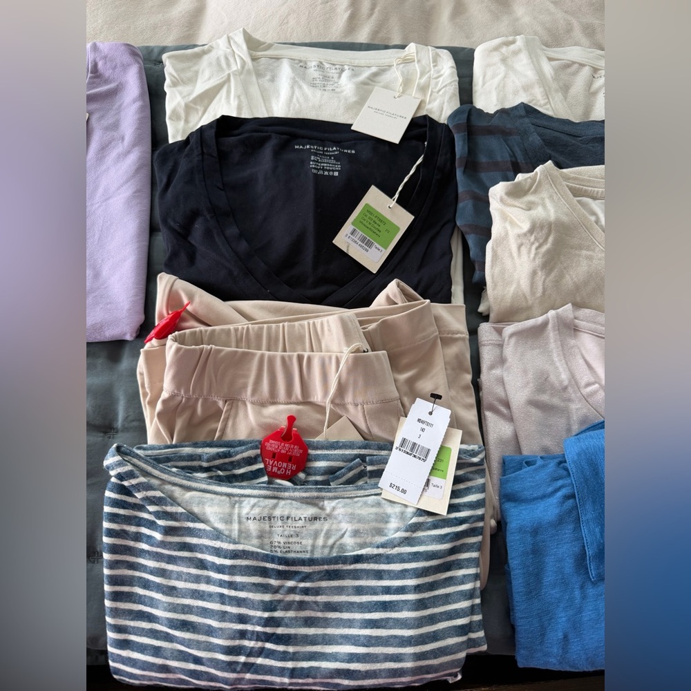 Set of 3 Majestic Filatures Striped and Solid Tops size 3 Middle Row NWT